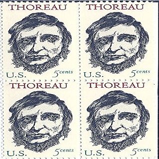 1967 Thoreau 5 Cent US Postage Stamp Block Of 4 MNH Scott #1327