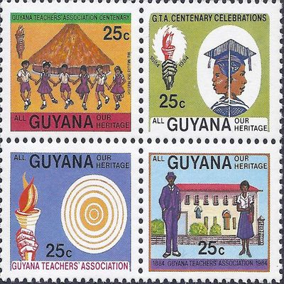 1984 Guyana Teachers Association Our Heritage Postage Stamp Block Of 4 MNH