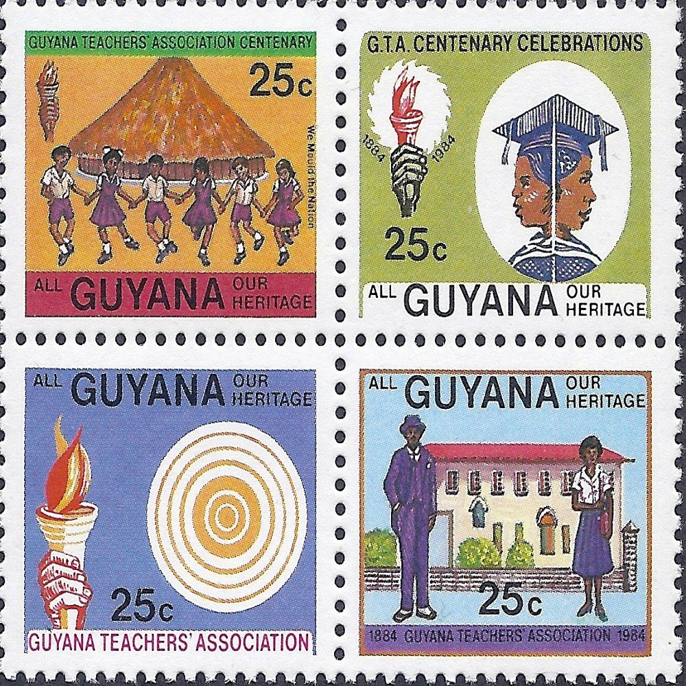 1984 Guyana Teachers Association Our Heritage Postage Stamp Block Of 4 MNH