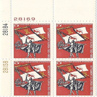 1965 Florida 5 Cent US Postage Stamp Plate Block MNH Scott #1271