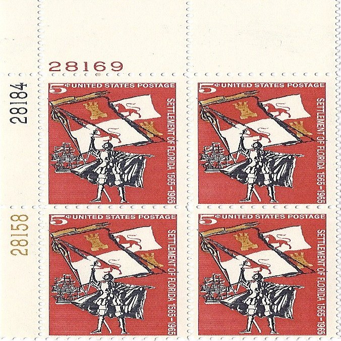 1965 Florida 5 Cent US Postage Stamp Plate Block MNH Scott #1271