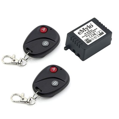 eMylo Wireless Remote Switch, RF DC 6V 1 Channel One Relay Light Switch Transmitter with Receiver, 433Mhz Remote Control Switch for Light, Lamp, Door Garage, Industrial Control and Security Fields