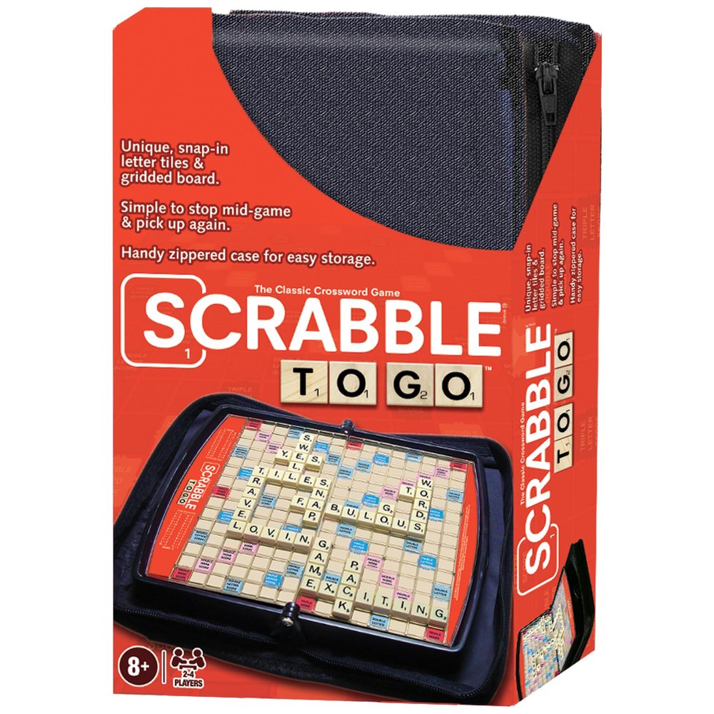 Winning Moves Scrabble to Go Games USA, a Travel Version of The World's Favorite Word Game, for 2 to 4 Players, Ages 8+ (1202)