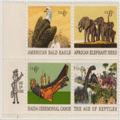 1970 Natural History Scott #1390a Block of 4 x 6 US Postage Stamps
