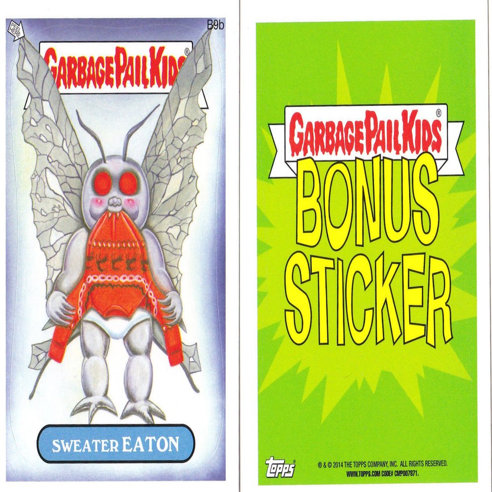 2014 GARBAGE PAIL KIDS 1ST Series Bonus Sticker "Sweater Eaton" B9b NM