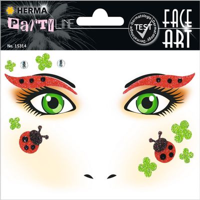 Herma 15314 Art Marienkfer Face Glitter Sticker for Carnival, Halloween, Dermatologically Tested, Ladybird