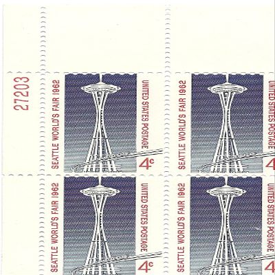 1962 Seattle World's Fair 4 Cent US Postage Stamp Plate Block MNH Scott #1196