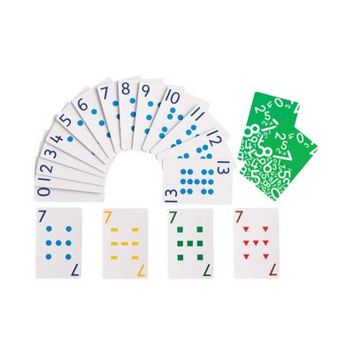 edxeducation School Friendly Playing Cards - In Home Learning Game - Set of 8 Decks - 448 Cards - Multicolored Patterned Cards Numbered 0-13 - Teach Counting and Probability