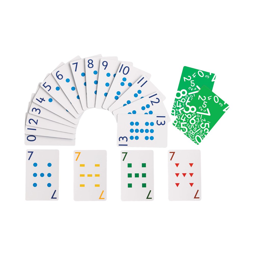 edxeducation School Friendly Playing Cards - In Home Learning Game - Set of 8 Decks - 448 Cards - Multicolored Patterned Cards Numbered 0-13 - Teach Counting and Probability