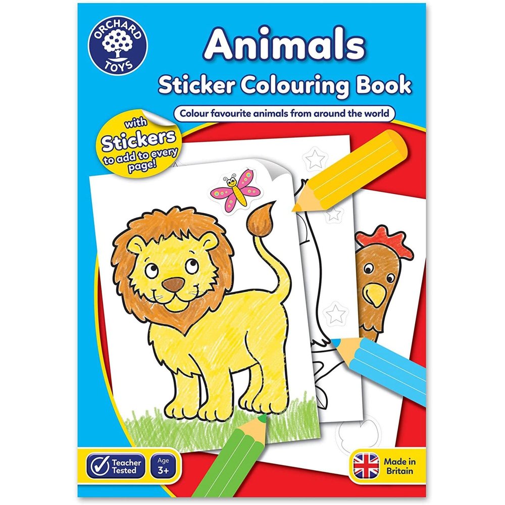 Orchard Toys Animals Colouring and Activity Book, Educational Activity Book for Preschoolers, for Kids Age 3+, Ideal for Parties, A4