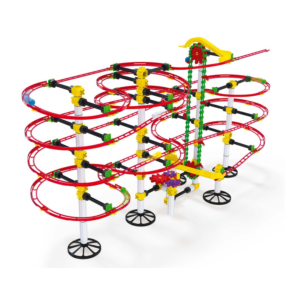 Quercetti Sykrail Ottovolante Marble Run with Elevator - Large 360 Piece Set to Build Tracks over 39 Feet in Total Length - Includes 10 Marbles - Promotes STEM Learning - for kids ages 7 years and up