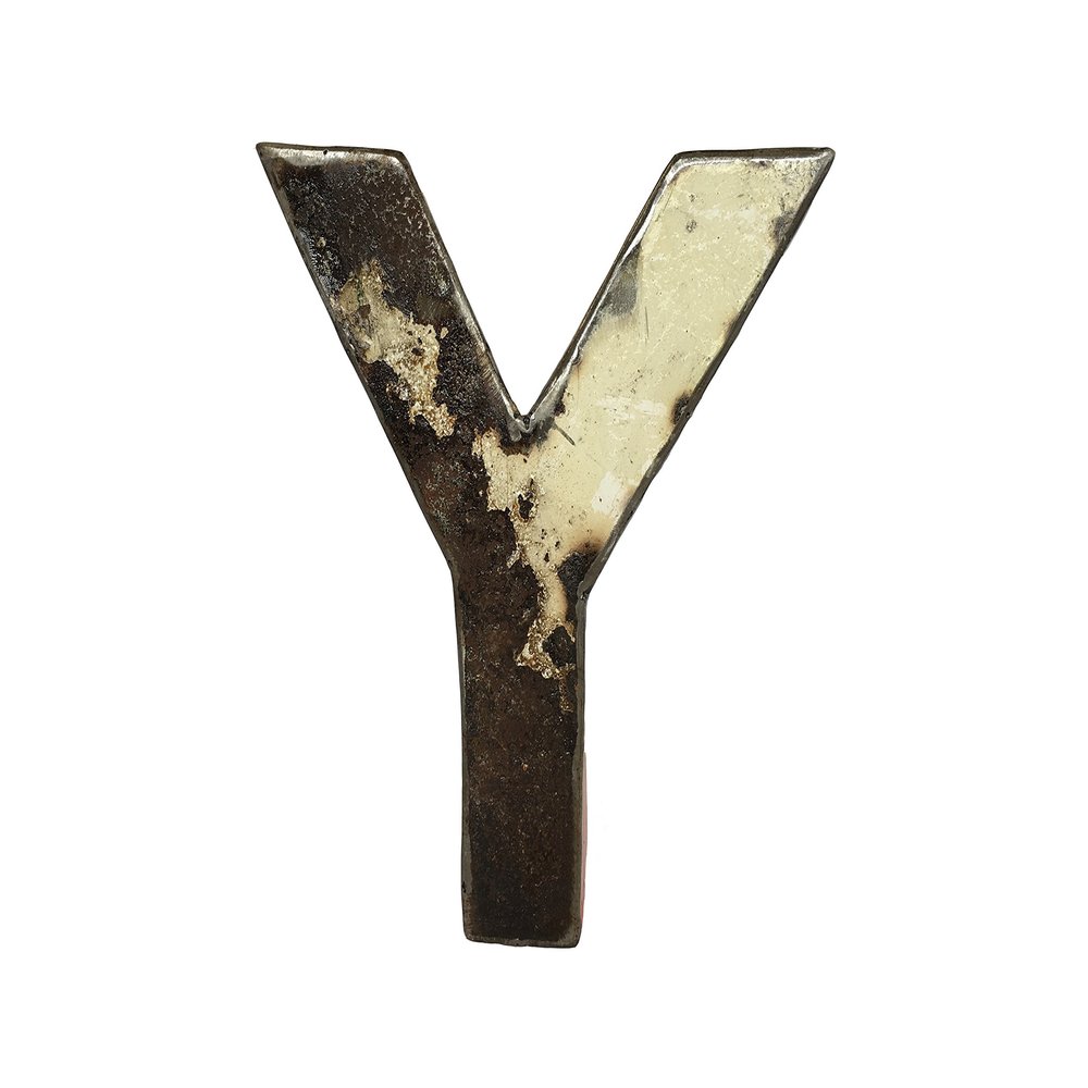 Whirled Planet Recycled Steel Metal Letter, 8-Inch (Letter Y)