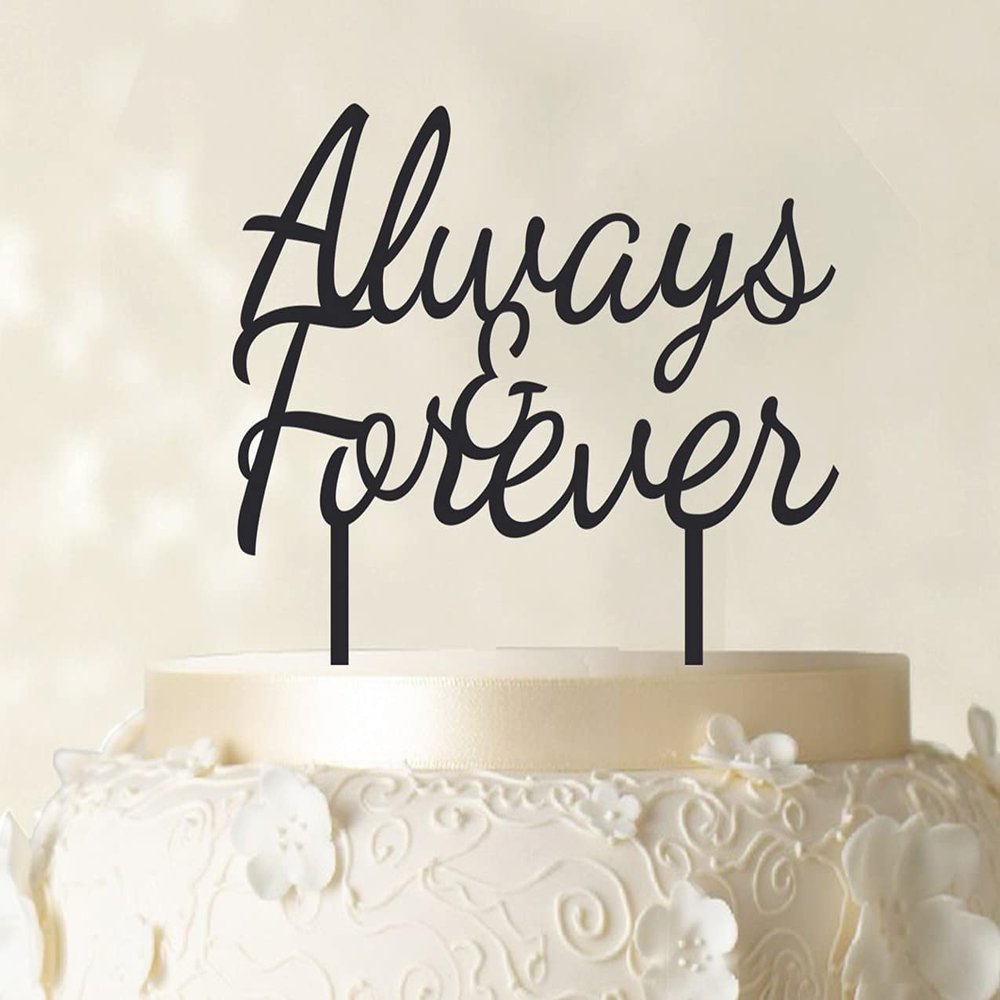 Always & Forever Custom Wedding Cake Topper Personalized Matt Black Cake Topper Color Option Available 6"-7" Inches Wide
