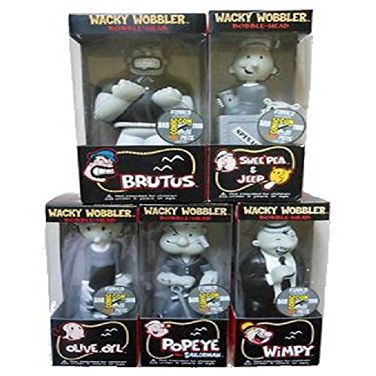 2006 SDCC Popeye Wacky Wobbler Set Black and White Exclusive