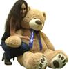 Big Plush Custom Personalized Giant Teddy Bear 5 Feet Tall - Your Name or Message Imprinted on Bear's Blue Color Neck Ribbon Bow - Tan Color with Bigfoot Paws Giant Stuffed Animal Bear view 1