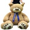 Big Plush Custom Personalized Giant Teddy Bear 5 Feet Tall - Your Name or Message Imprinted on Bear's Blue Color Neck Ribbon Bow - Tan Color with Bigfoot Paws Giant Stuffed Animal Bear view 4