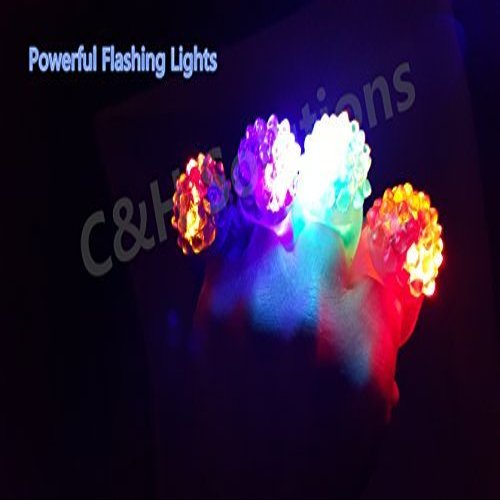 C&H Solutions LED Light Up Jelly Buppy Rings Assorted 120 ct Pack