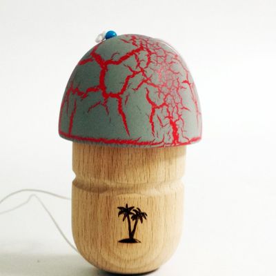 Bahama Kendama Mushroom Pill Kendama- Reverse Spike - Grey over Red
