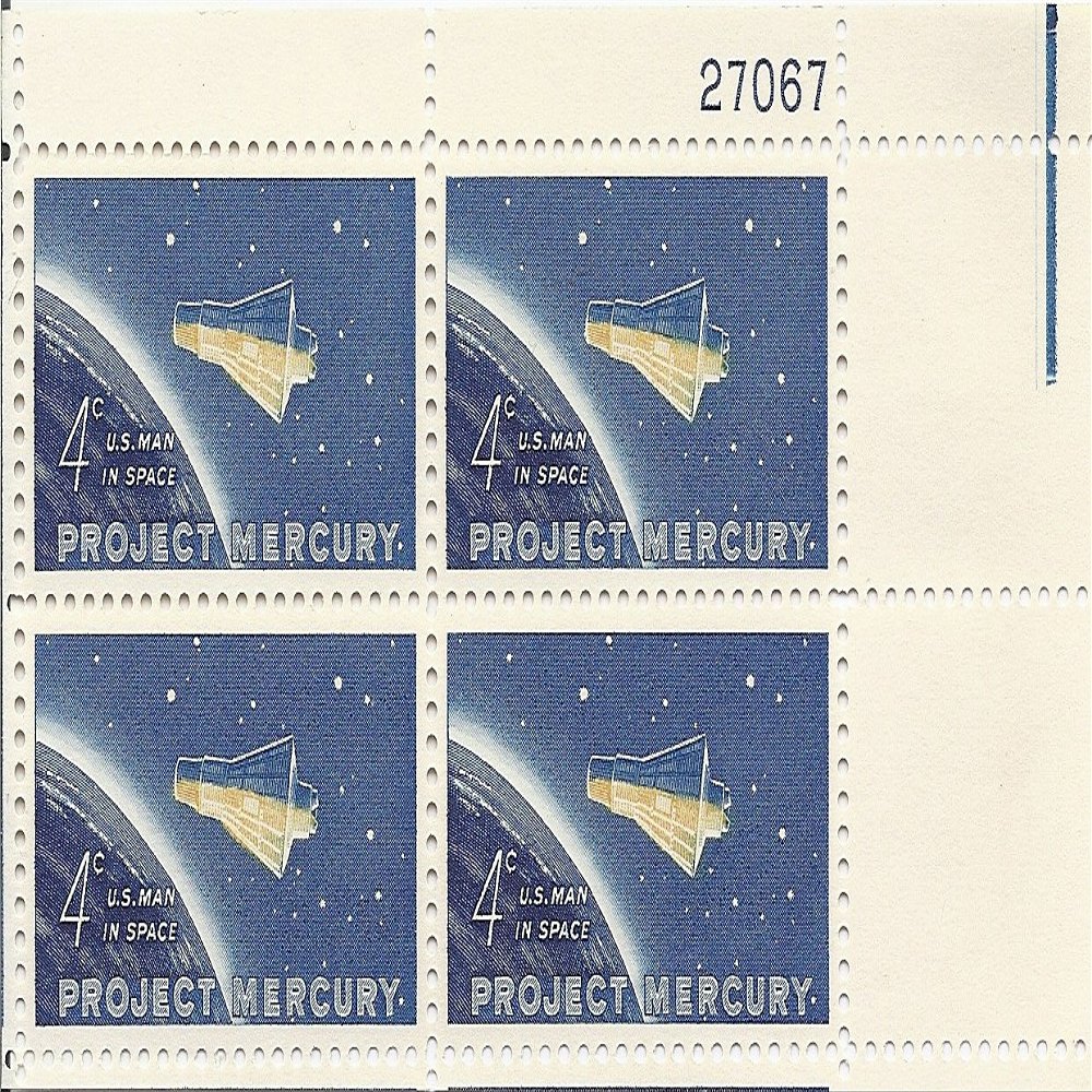1962 Project Mercury 4 Cent US Postage Stamp Plate Block MNH Scott #1193