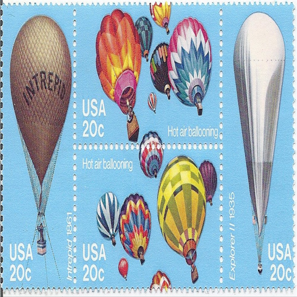 1983 Hot Air Ballooning 20 Cent Block Of 4 US Postage Stamps MNH Scott #2032s