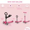 Mini 3in1 Deluxe 3-Stage Ride-on Micro Scooter Toddler Toys for Ages 12 Months to 5 Years - Pink view 2