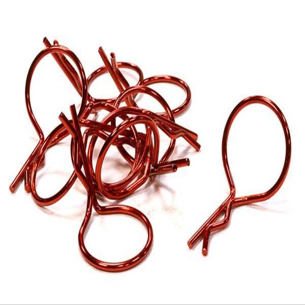 Integy Anodized Color Bent-Up Body Clips (8) for 1/10 RC Cars & Trucks (LxW=26x16mm)