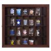 Gallery Solutions - 18x16 Shot Glass Collection - Walnut Collectable Display Case - Hinged Front - 28 Display Slots for Shot Glasses - Bar, Home, Office Accessories view 1