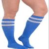 Blue Striped Knee Socks - Versatile One Size Fit - Ultimate Comfort & Style Socks Ideal For Athletics, Everyday Wear & Festive Parties - 1 Pair view 3