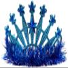amscan Stars Gem and Tinsel Fringed Crown Tiara, 5" x 4", Blue view 1