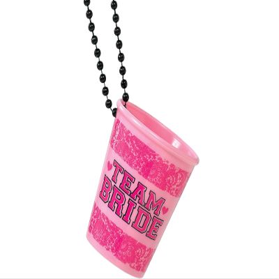 Amscan Team Bride Shot Glass Pendant Black Bead Necklaces, 6 Ct, 20", Pink