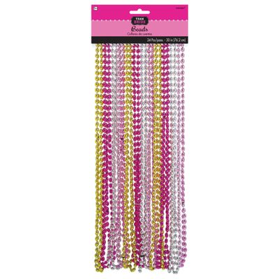 Amscan Colorful Oval Bling Bead Necklace | Metallic | Pack of 6, 30", Multicolor