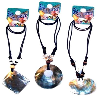Novelties Company 12 Pieces (1 Dozen) of Large Shell Shock Rope Necklaces - Made with Real Sea Shells