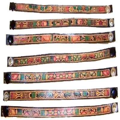 12 Pcs (1 Dozen) Bulk Lot of Assorted Painted Leather Bracelets with Aztec Designs
