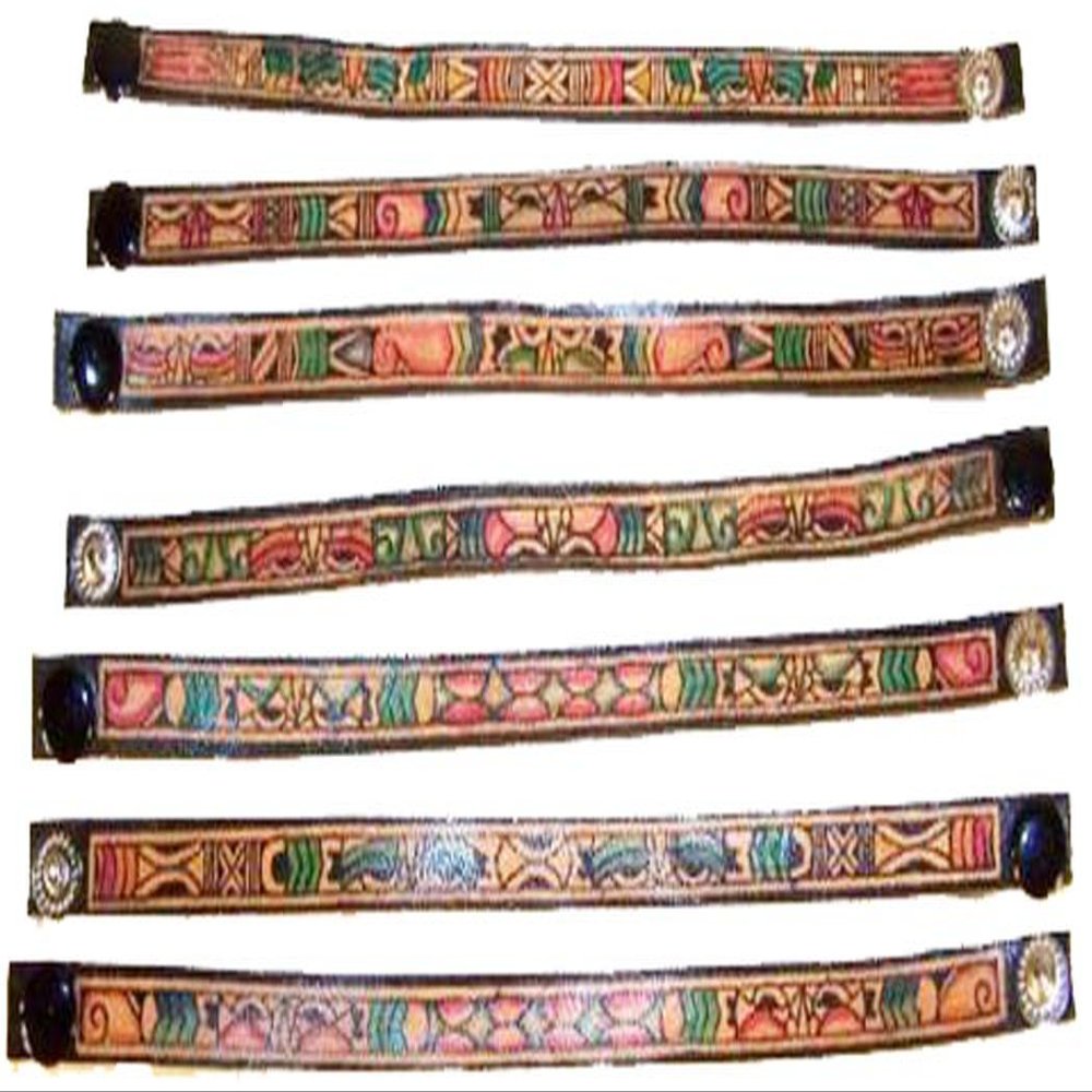 12 Pcs (1 Dozen) Bulk Lot of Assorted Painted Leather Bracelets with Aztec Designs