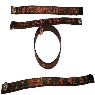 12 Pcs (1 Dozen) Bulk Lot of Assorted Painted Leather Bracelets with Hippie Designs