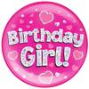 OAKTREE UK 633018 6" Jumbo Badge Birthday Girl Pink Holographic Dot view 1