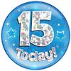 OakTree 6" Jumbo Badge 15 Today Blue Holographic Cracked Ice view 1