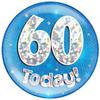 OAKTREE UK 633551 6" Jumbo Badge 60 Today Blue Holographic Cracked Ice view 1