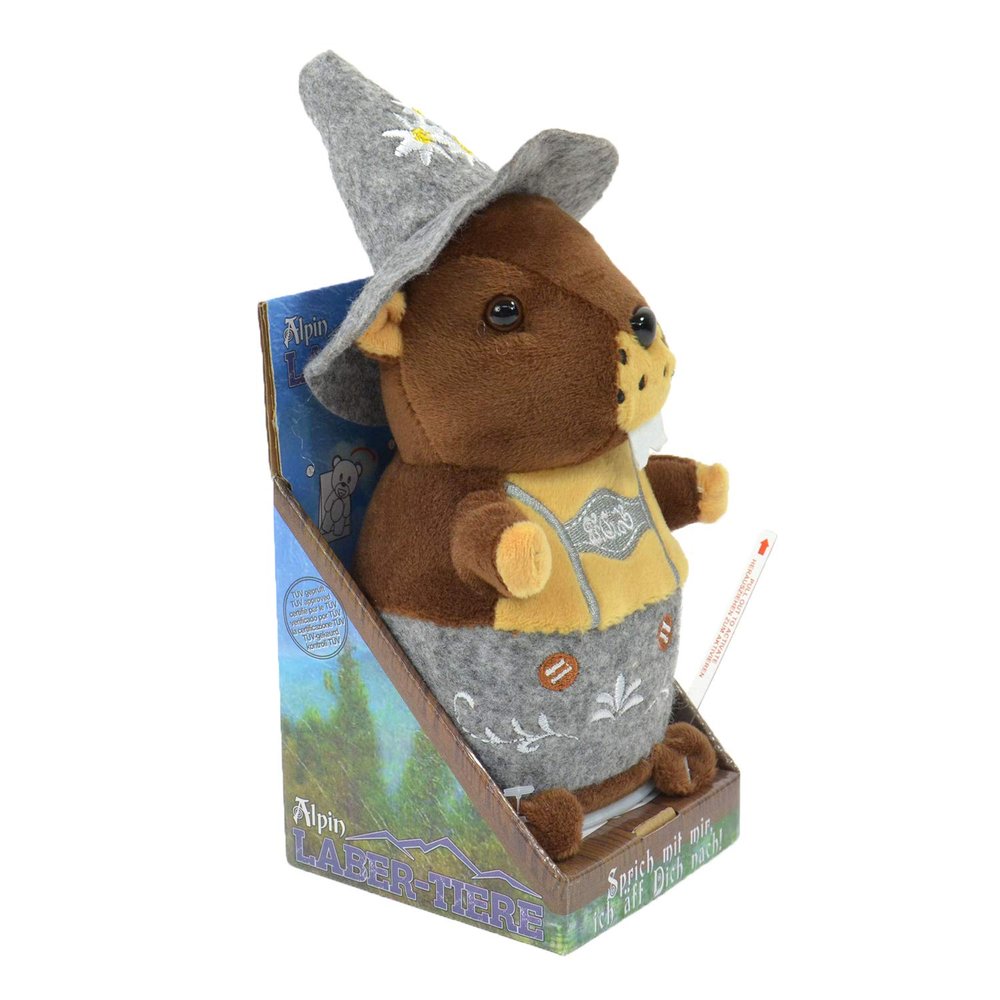 Kgler 75643 - Laber marble animal "Seppl" in traditional clothing, laboratory with recording and playback function, speaker flaps everything along and moves about 21 cm in size, ideal as a gift