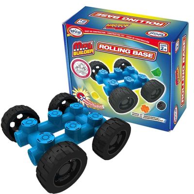 Popular Playthings Mag Connecting Builder, Magnetic Stem Building Toys for Toddlers Creative Play, Gifts for Kids Ages 2 & Up - Rolling Base