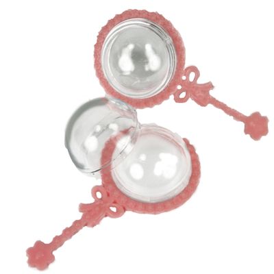 12 RATTLES Baby Shower Favor Filler 4" Long (12- Pink)
