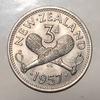 1957 New Zealand Threepence -- Uncirculated view 1