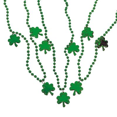 Fun Express - Pl Metallic Beads W/shamrocks for St. Patrick's Day - Jewelry - Mardi Gras Beads - Misc Mardi Gras - St. Patrick's Day - 24 Pieces