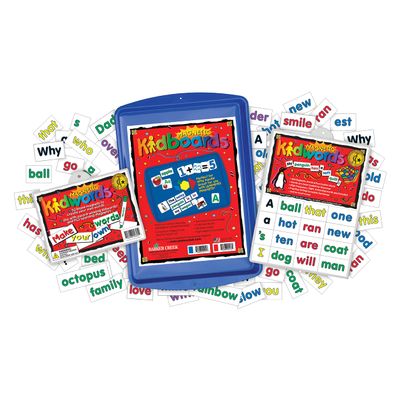 Barker Creek Learning Magnets Kit, for Children, Color-Coded Words & Blank Word Tiles, Magnetic-Receptive Kidboard (2406)