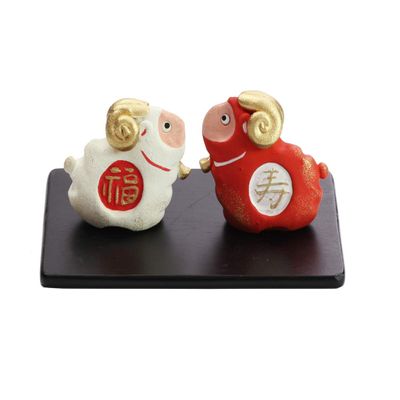 97346 Zodiac Doll Red and White Sheep Fukuju