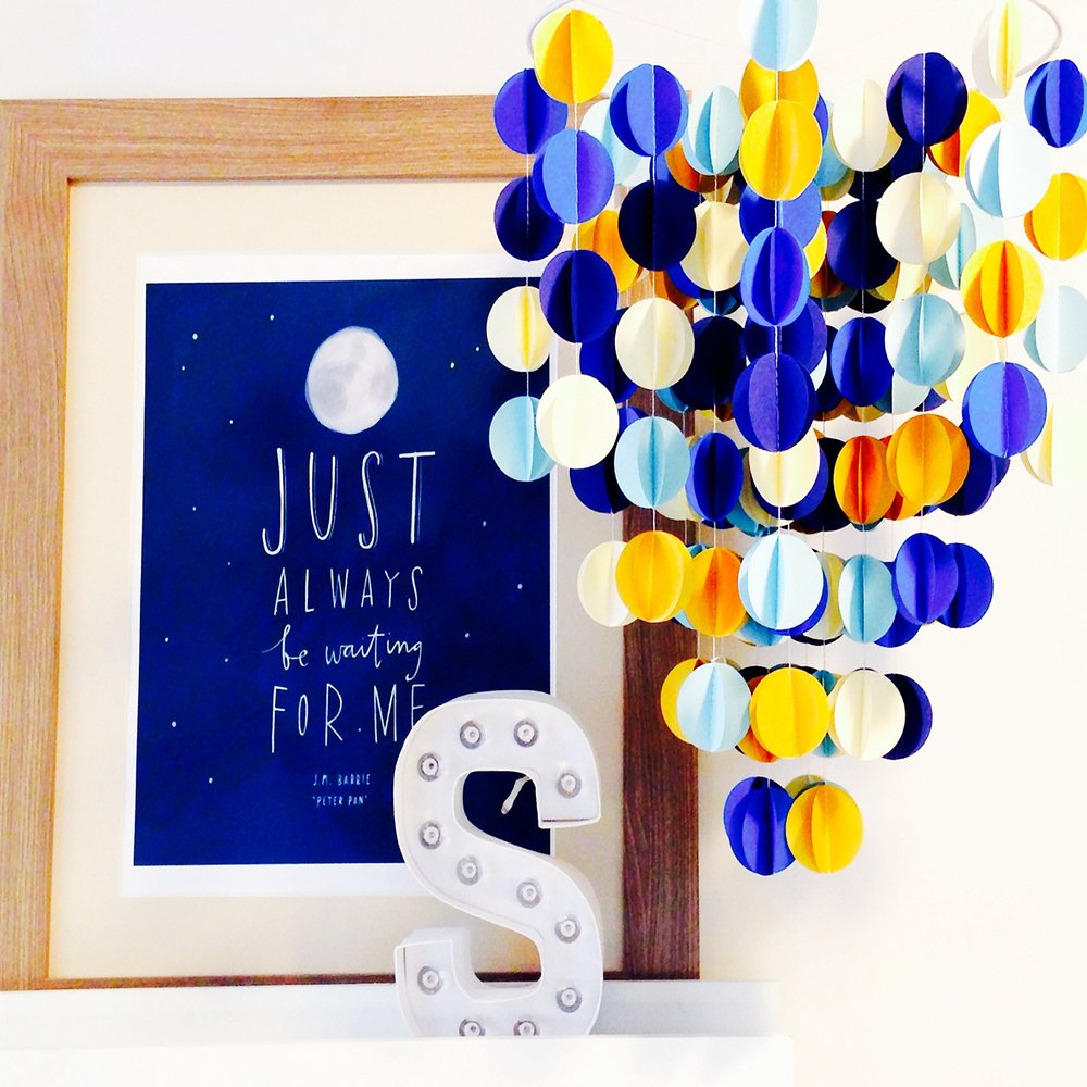 Luxe Indigo and Gold Baby Mobile, Nautical Navy Baby Mobile, Crib Mobile, Nursery Mobile, Modern Mobile