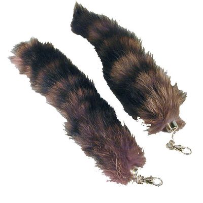 12 Pieces ( 1 Dozen ) BULK LOT of the Large Fur Real Raccoon Tail Key Chain