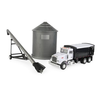 TOMY Big Farm Grain Harvesting Set and Peterbilt 367 Straight Truck - 1:32 Scale - Includes Grain Box, Grain Bin, and Auger - Farm Toys - Toddler Toys and Collectibles Ages 3 Years and Up