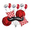 Jeckaroonie Balloons 11 pc Mustache & Red Dots Balloon Bouquet Happy Birthday Wedding Baby view 1