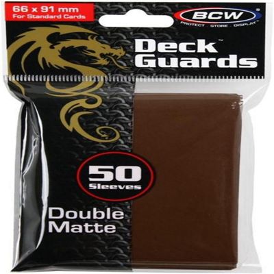 BCW Deck Guard - Double Matte Brown Card Sleeves | Acid-Free, Archival-Safe, No PVC | Anti-Glare Matte Finish | Fits Standard 2" x 3" Game Cards | Durable Deck Protector Sleeves | 50 Ct